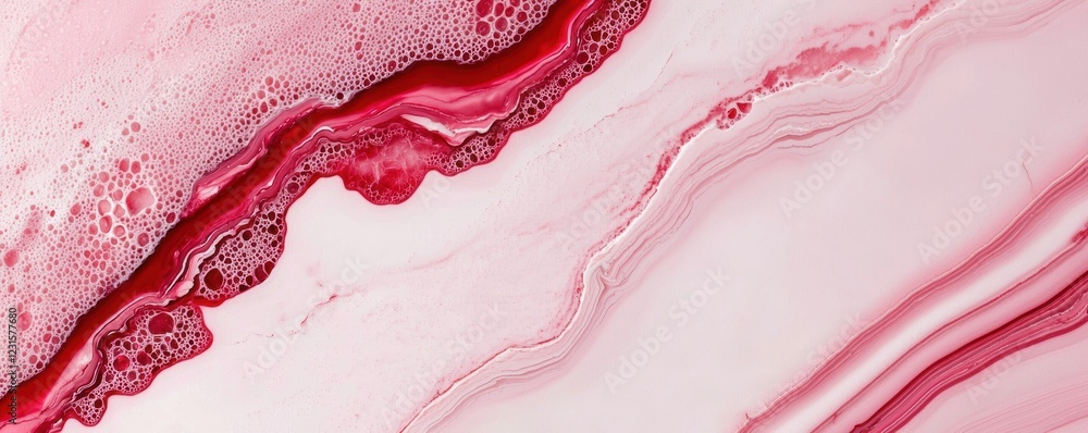 Poster high-resolution pink marble texture with deep red veins and smooth layered patterns, ideal for decor