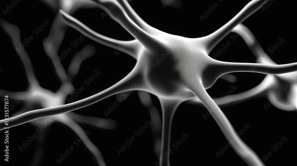 Poster interconnected glowing nodes forming a 3d abstract mesh, symbolizing neural networks and digital com