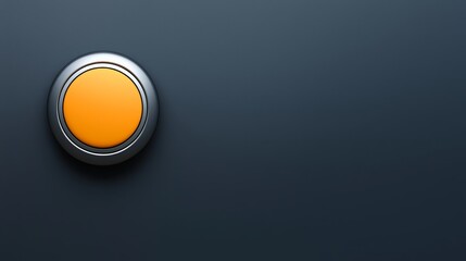 Vibrant yellow button on a dark background, study in contrast and minimalist design