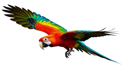 Blue and yellow macaw with vibrant feathers in a tropical setting