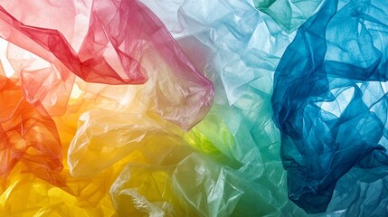 This artistic image showcases vibrant colored tissues flowing together, creating an abstract composition that conveys energy and beauty through light and color.