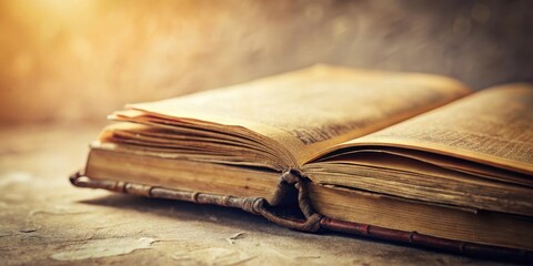 An Ancient Tome Open to a Page, Illuminated by Warm Light