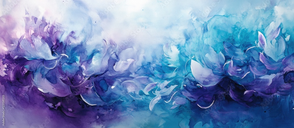 Aufkleber Soft blue and purple watercolor abstract background with intricate details blending seamlessly to create a serene and inviting atmosphere.