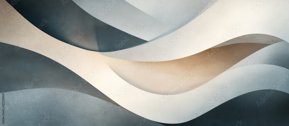 Fototapete soft beige and gray flowing curves create a soothing abstract composition emphasizing minimalism and