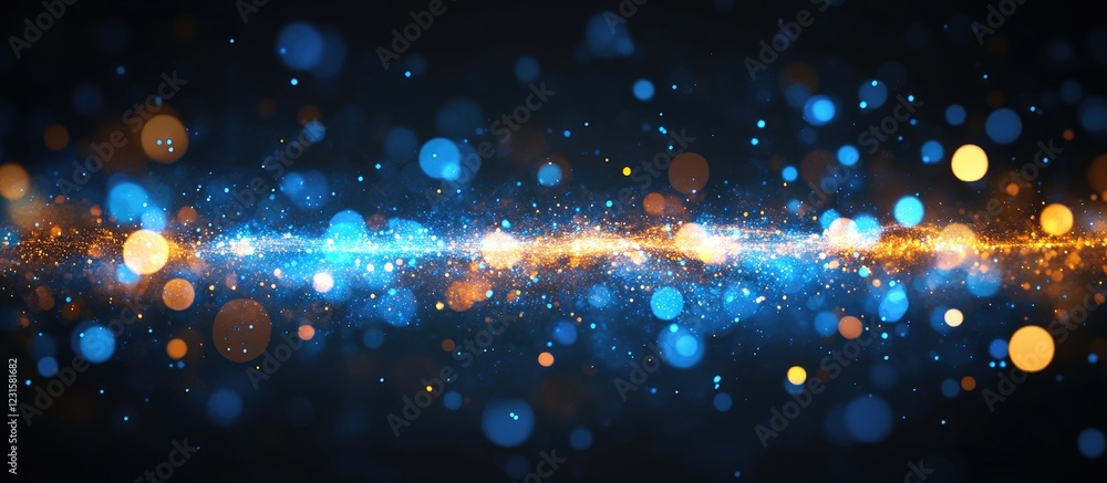 Leinwandbilder colorful abstract background featuring vibrant blue and orange bokeh lights scattered evenly across 