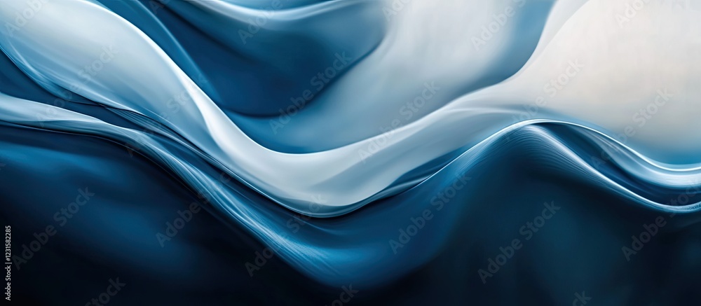Aufkleber elegant abstract waves in shades of deep blue and soft white flowing harmoniously across the image, 