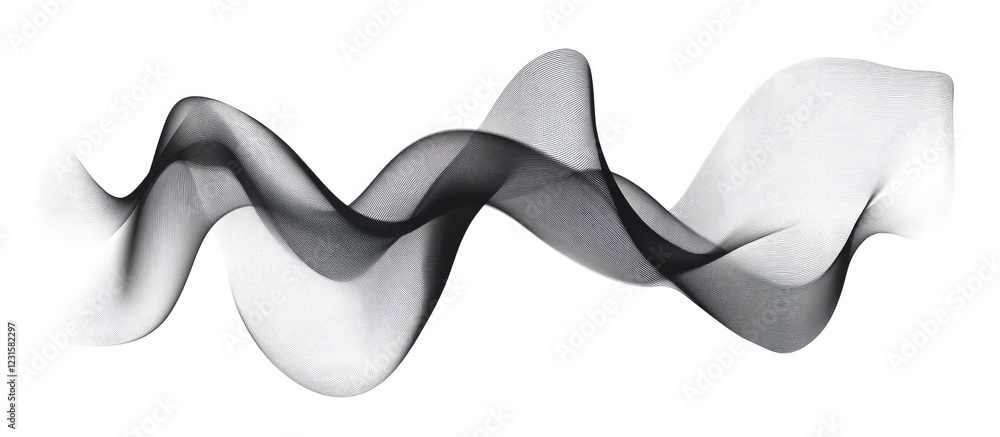 Leinwandbilder monochrome abstract design featuring fluid smoky waves in black and gray against a white background 