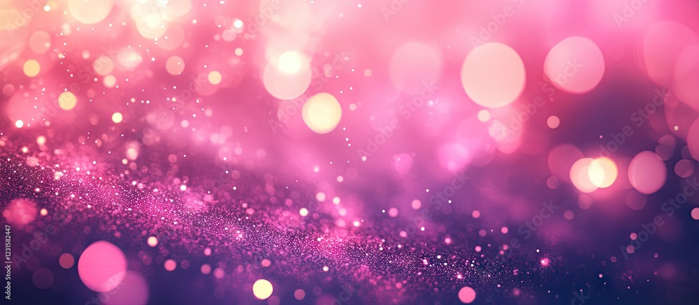 Aufkleber Bright pink abstract background with soft blur and high brightness effect featuring sparkling bokeh lights in various sizes for design projects.