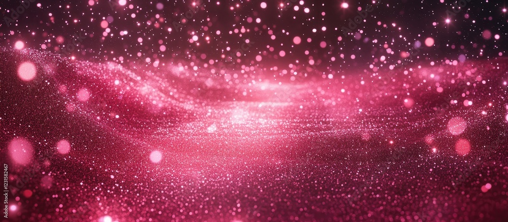 Fototapete vibrant pink abstract background with shimmering particles cascading in waves, creating a dreamlike,