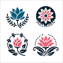 Obraz premium logo flower vector illustration white background