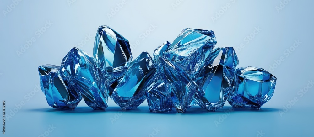 Aufkleber blue shimmering diamond shapes clustered on a soft blue background showcasing modern elegance and lu