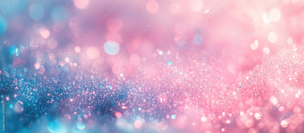 Poster soft bokeh background in pink and blue hues with shimmering light spots creating a dreamy effect fea