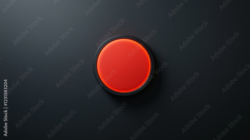 Poster red button on black wall, a striking contrast in design and texture simple yet bold visual element