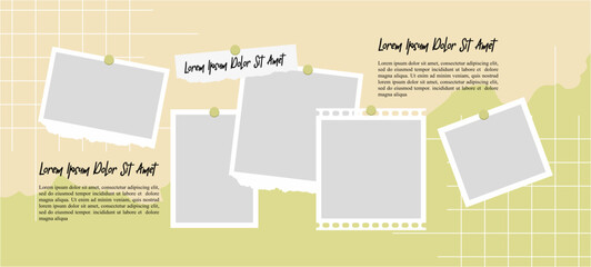 Pictures or photos frame collage. comics page grid layout abstract photo frames and digital photo wall template