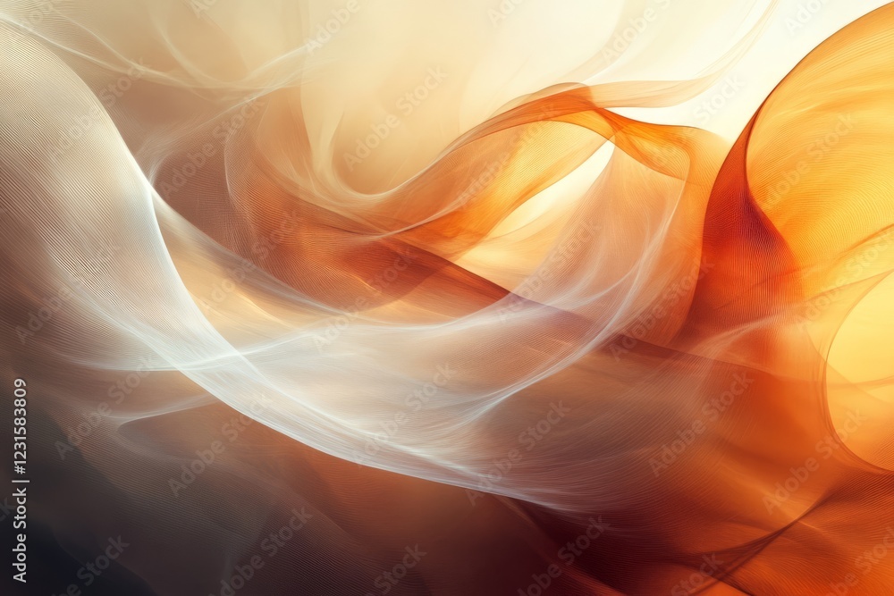 Poster a mesmerizing abstract image of flowing waves in warm tones, perfect for backgrounds or artistic pro