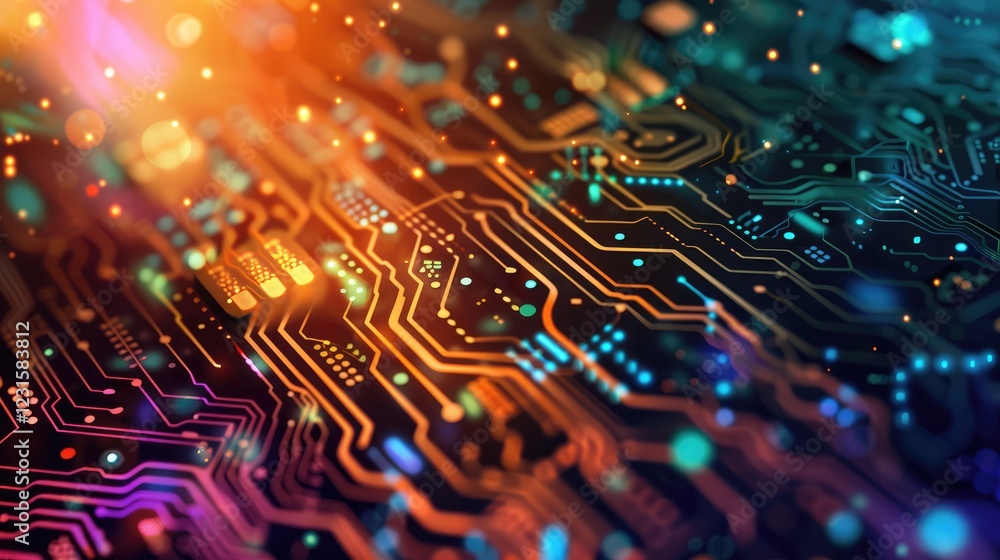 Poster abstract technology concept computer circuit board high color background