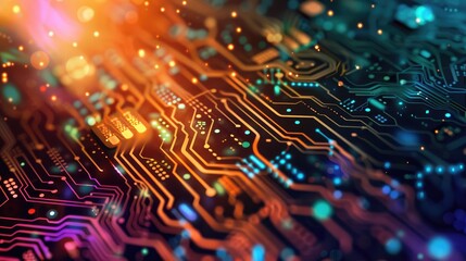 Abstract technology concept computer circuit board high color background