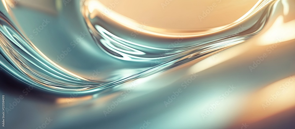 Aufkleber Abstract fluid textures in shades of blue and orange create a serene wave-like pattern softly blending into a tranquil background.