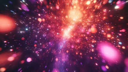 Obraz premium A starry night sky with a burst of colorful lights.