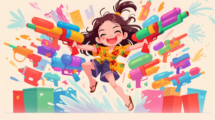 Songkran Splash: Joyful Water Gun Fun