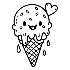 cute ice cream cone for coloring books