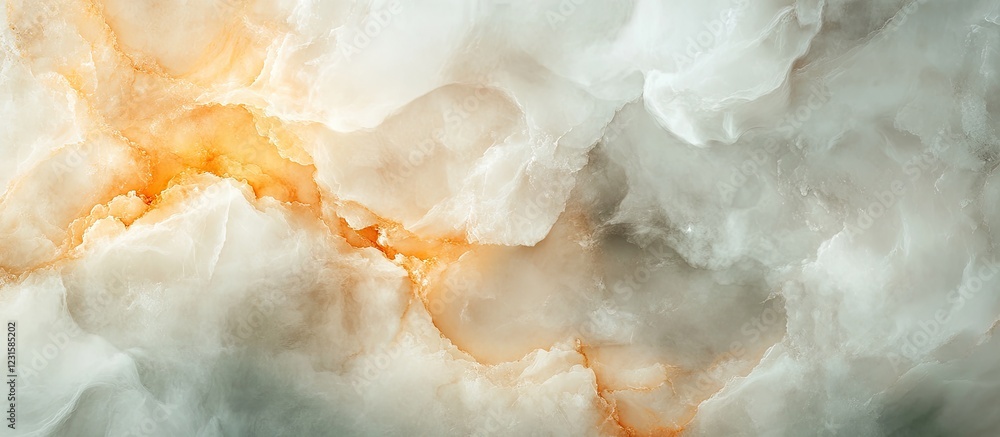 Poster abstract marble texture showcasing a smoky cloudy appearance in soft whites and muted oranges with s
