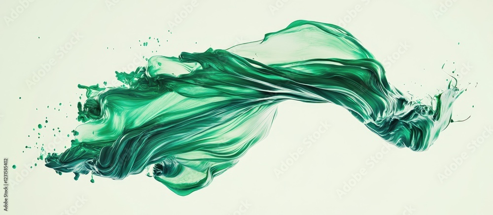 Poster Flowing electric green paint swirls against a soft cream backdrop, creating a dynamic visual contrast that enhances artistic projects.
