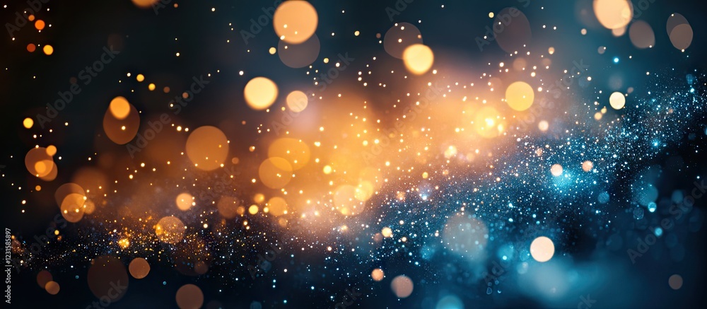 Poster vibrant bokeh background with golden and blue sparkling lights creating an enchanting effect ideal f