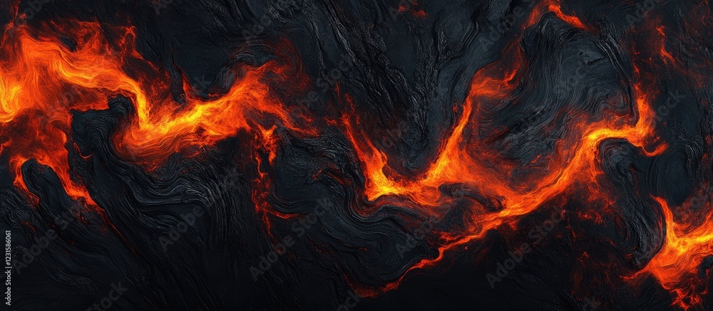 Aufkleber Dynamic fiery flame texture in black with vibrant red and orange hues creating a captivating abstract background perfect for a variety of concepts.