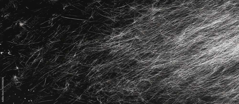 Poster Black and gray static noise overlay with swirling textures on dark background creating a striking, dynamic visual effect for creative projects
