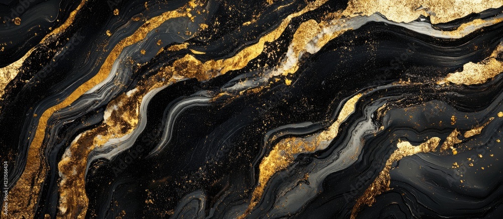 Aufkleber elegant abstract background with black and gold swirling patterns gold flecks enhance the classic ar