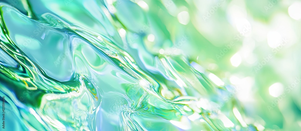 Leinwandbilder abstract close-up of flowing aqua and green water textures with soft light reflections creating a se