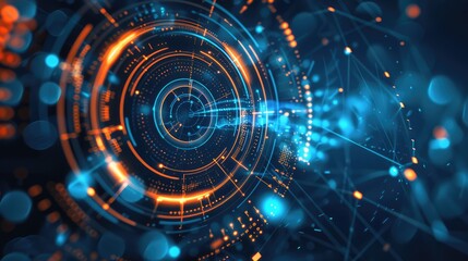 Fototapeta premium Futuristic circle vector HUD interface screen design, abstract style on blue background. Abstract vector background Innovative concepts in communication design