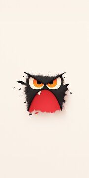 Angry Cartoon Monster Face with a Minimalist and Playful Design for Mobile Wallpaper