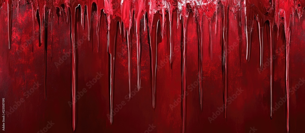 Aufkleber dark red paint drips down a textured background creating a vintage feel with glossy accents and worn