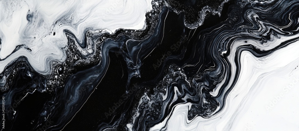 Aufkleber Elegant black and white marble texture background with flowing veins of deep black and bright white, ideal for artistic design projects and compositions.
