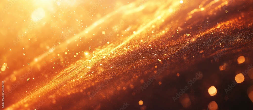 Leinwandbilder Golden bokeh background with a warm orange glow and soft light flares creating a mesmerizing dazzling atmosphere in an abstract style