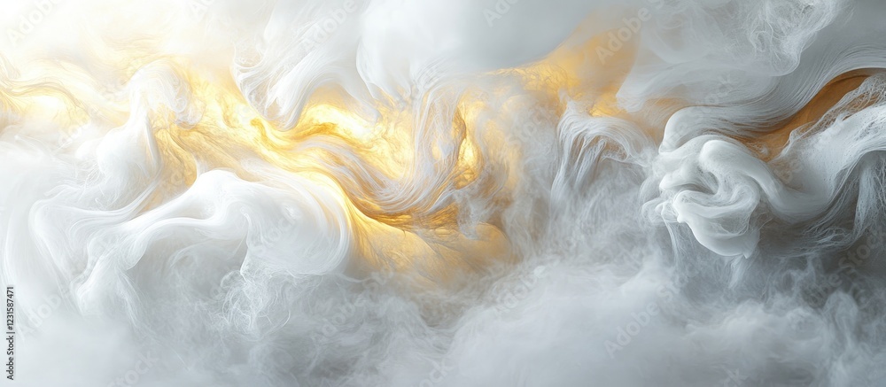 Fototapete elegant white and gold swirling steam forms an enchanting abstract background with soft gradients an