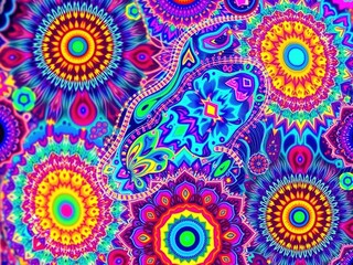 Fototapeta premium Abstract Festival Patterns: Detailed Designs and Vibrant Hues