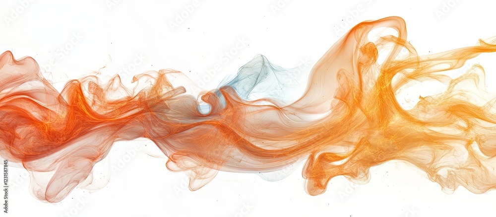 Leinwandbilder dynamic swirl of orange and red smoke on a white background creating a mesmerizing flow effect with 