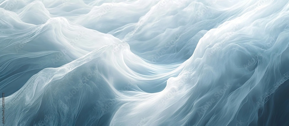 Aufkleber Abstract flowing white waves on a soft blue backdrop create a serene, tranquil atmosphere with a smooth, fluid motion ideal for various designs.