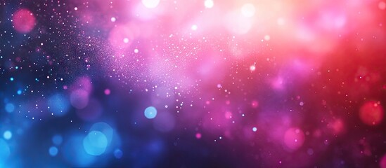 Obraz premium Vibrant gradient bokeh with pink, blue, and purple hues scattered against a dark backdrop creating a magical effect ideal for text overlay.