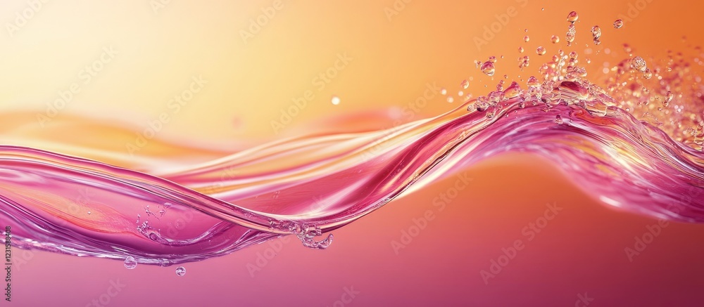Aufkleber Vibrant gradient of orange and red with a flowing abstract pink wave creating a mesmerizing visual experience and dynamic fluid motion