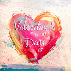 Heart drawn with colors with the inscription Valentine's Day