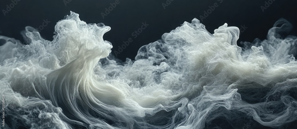 Fototapete white smoke waves gracefully billow across a dark background creating an ethereal effect with soft g
