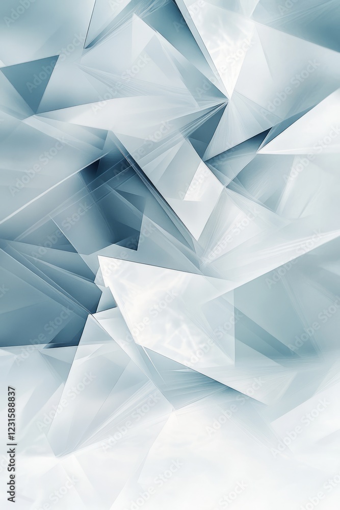 Poster blue and white abstract image with a lot of triangles. the image is a representation of a modern, mi