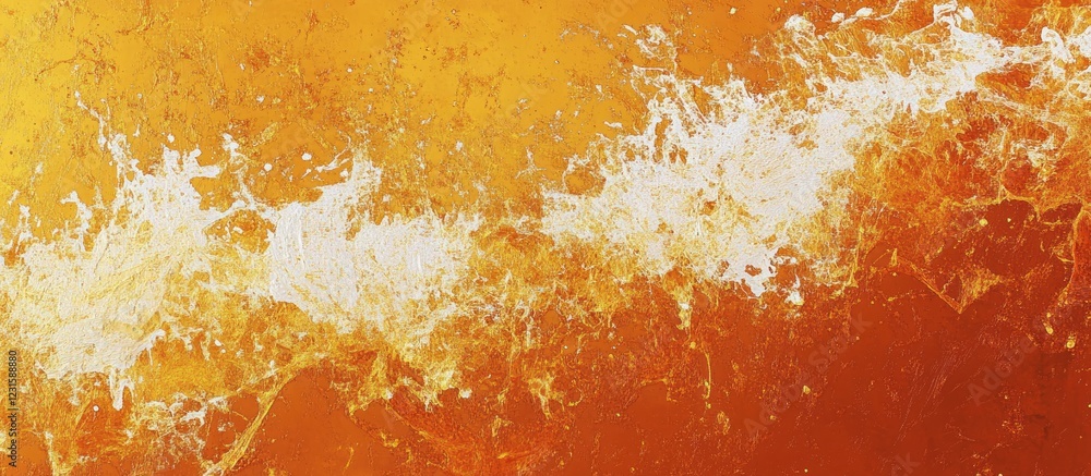Poster Warm gradient background with vibrant orange and yellow splashes, creating a dynamic textured canvas effect ideal for artistic designs.