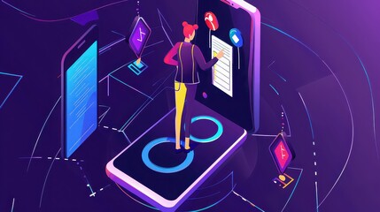 Business professional tracking employee progress using a digital success tracker and setting clear milestones.