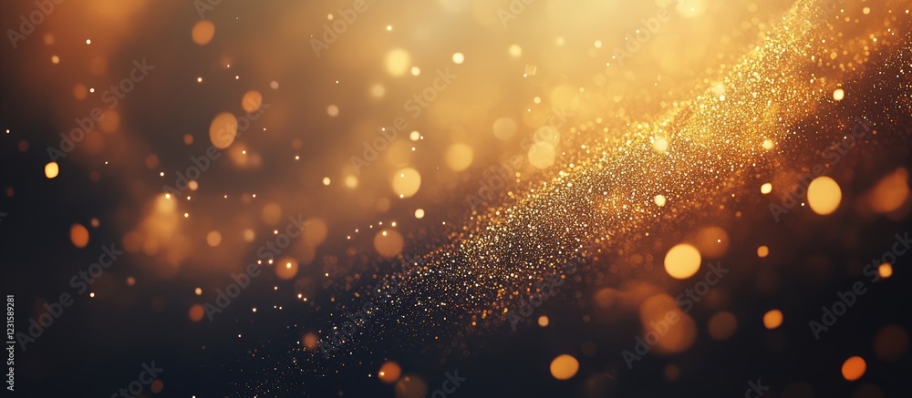 Fototapete golden glitter texture with shimmering sparkles and bokeh effect in warm gold and dark tones creatin