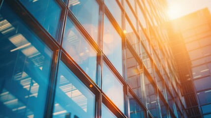 Modern office building concept close up in sunlight